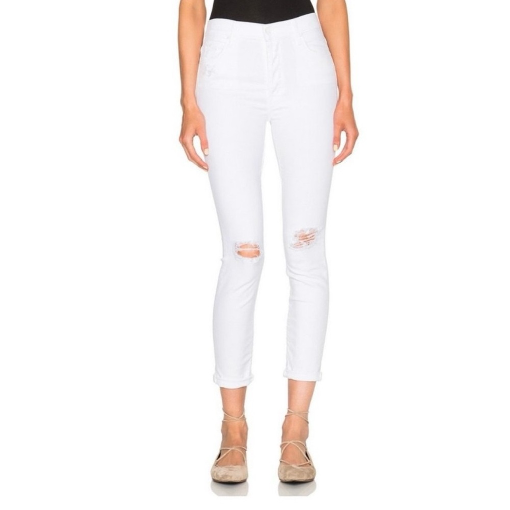 Mother The Stunner size 31 skinny distressed white jeans in Stayin Cool …